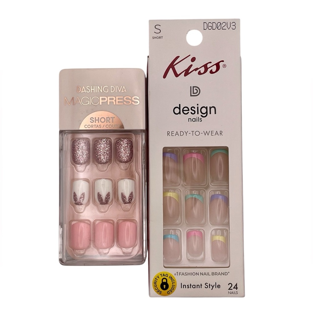 Dashing Diva / Kiss Press-On and Glue-On Easter Nails - Lot of 2 Sets
